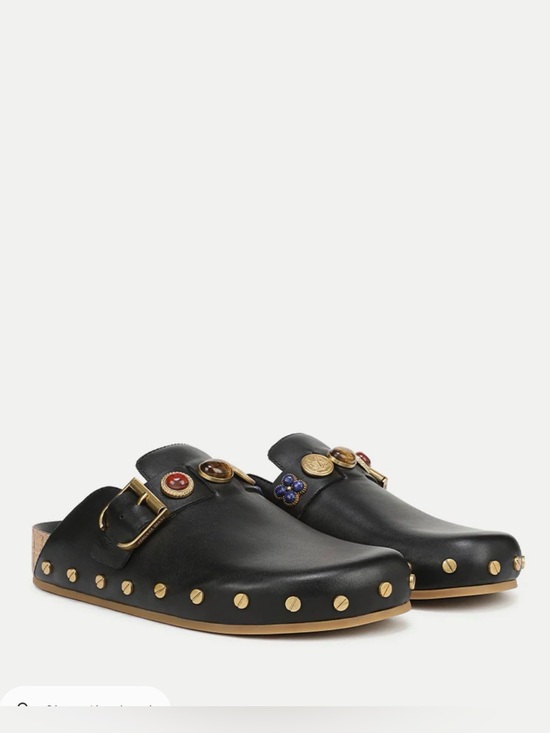 Veronica Beard Other - Veronica Beard Fern Black Leather Studded Mule Clogs Embellished Charms 8